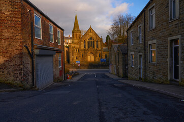 Church in the low sun