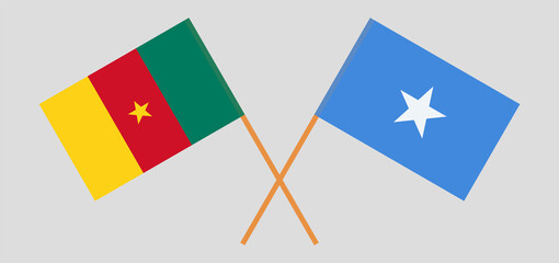 Crossed flags of Cameroon and Somalia. Official colors. Correct proportion