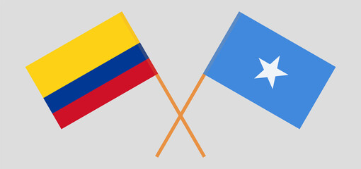 Crossed flags of Colombia and Somalia. Official colors. Correct proportion