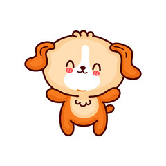 Cute funny dog. Vector flat line cartoon kawaii character illustration icon. Isolated on white background. Dog, puppy pet character concept