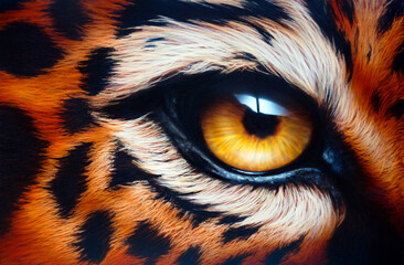 Leopard eye. Airbrush painting. Hand drawing
