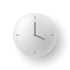 White round clock. Vector illustration.