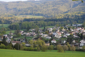 Courfaivre, vue d'une partie du village jurassien, Suisse