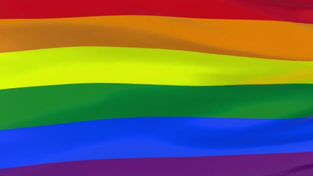 Gay pride symbol. Rainbow colors LGBT flag waving, slow motion breeze. Video footage 4k, 3d illustration