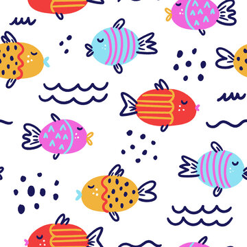 Hand - drawn fish pattern