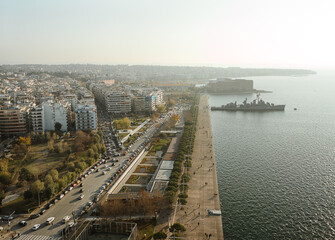 Aerial cityscape of town Thessaloniki, Greece