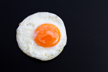Fried egg on blue background.
