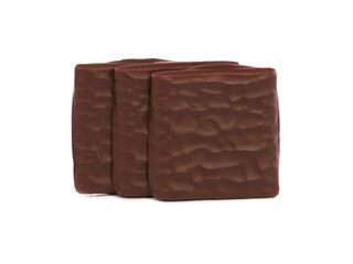 Chocolate thins with cream filling isolated on white
