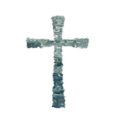 abstract blue green cross on white background