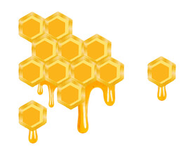 honeycomb dripping honey isolated on a white background
