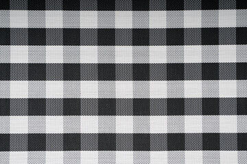 Black-and-white checkered fabric texture. Seamless Tablecloth Gingham Tartan Plaid