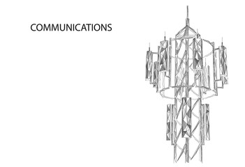 Communication antenna. Radio broadcast. Low-poly construction.