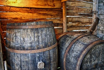 Barrels and cellar characteristic of peasant life