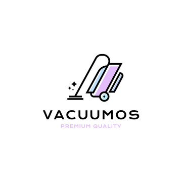 Vacuum Cleaner Logo Vector Icon Illustration Simple Line Style