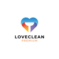 love cleaner logo vector icon illustration modern style