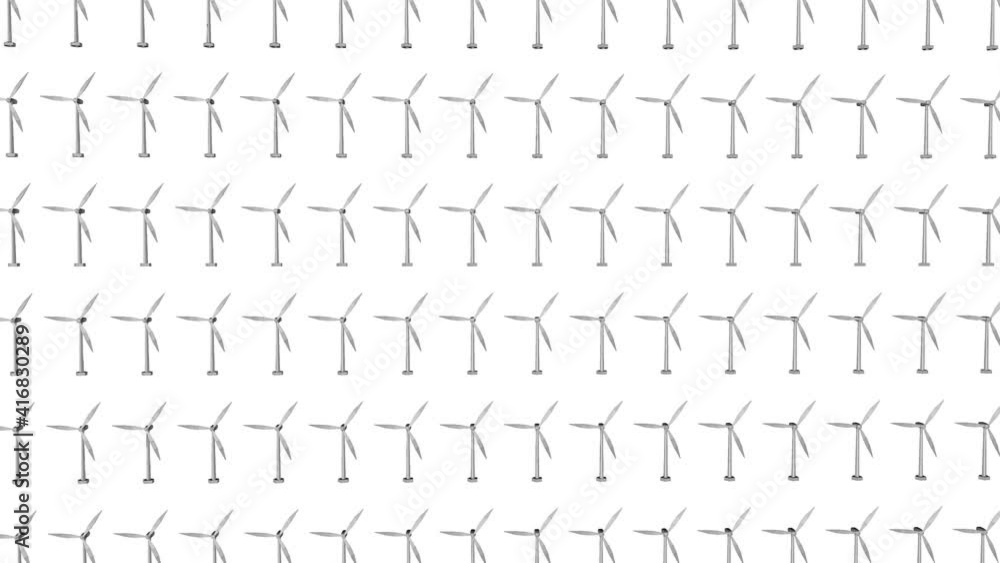 Poster three-dimensional low poly model of a rotating wind turbine. background. 3d rend