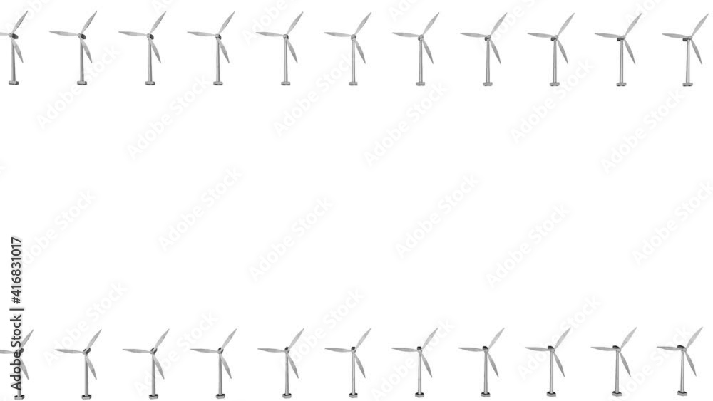 Poster three-dimensional low poly model of a rotating wind turbine. background. 3d rend