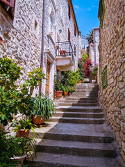 narrow street in the town Hvar, Croatia 