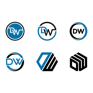 Initial letter D W  design vector