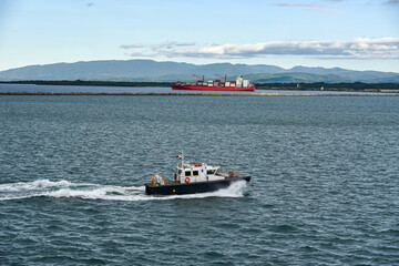 Pailot boat near port of Cristobal, Panama.