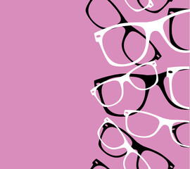 Glasses Seamless Pattern Retro Hipster Sunglasses. Vector Abstract Background
