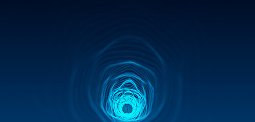 Wireframe tunnel. Abstract tunnel 3d portal. 3D rendering.