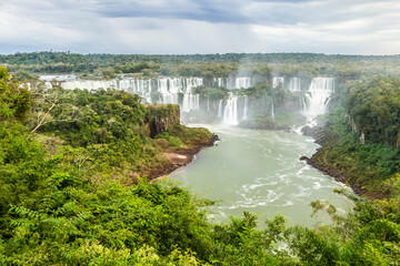Fototapeta na wymiar Brazil, Iguazu Falls. Landscape of waterfalls.