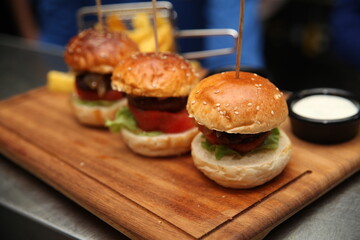 Trio mini burger with fries