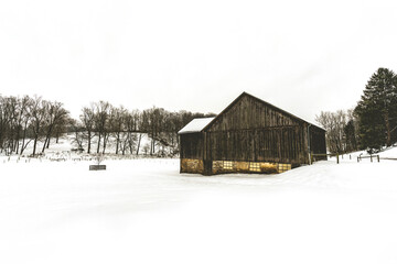 barn in winter