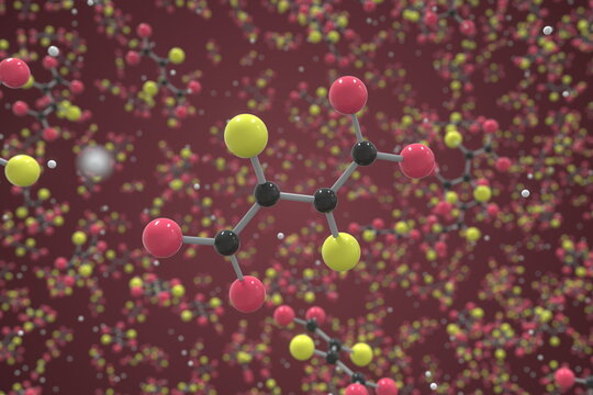Generic succimer molecule. Ball-and-stick molecular model. Chemistry related 3d rendering