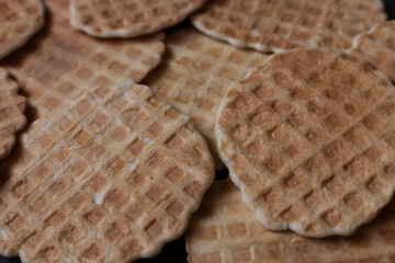 Fresh waffles. Background, texture.  Homemade waffles. 