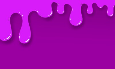 Liquid pink, purple dripping drops of lilac paint. Rectangular pink  background. Empty place.