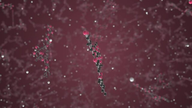 Ivermectin molecule. Ball-and-stick molecular model. Chemistry related looping 3d animation