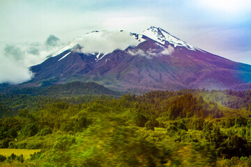 Naklejka na ściany i meble Chile. Vicente Perez Rosales National Park, Osorno Volcano.
