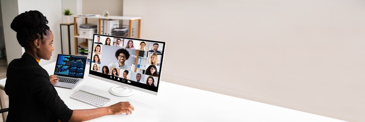 Watching Video Conference Business Webinar