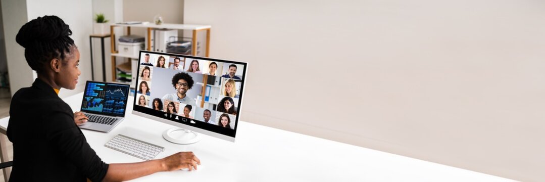 Watching Video Conference Business Webinar