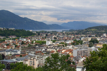 lac Bourget belvedere panorama view Aix les bains town Auvergne-Rhône-Alpes region France