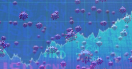 Covid-19 cells and stock market data processing against 3D human head model wearing face mask