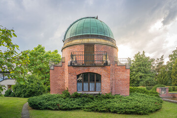 Old Historic building of observatory within Ondrejov astronomy institute. Deep space telescope observatory. Ondrejov, Czech republic.