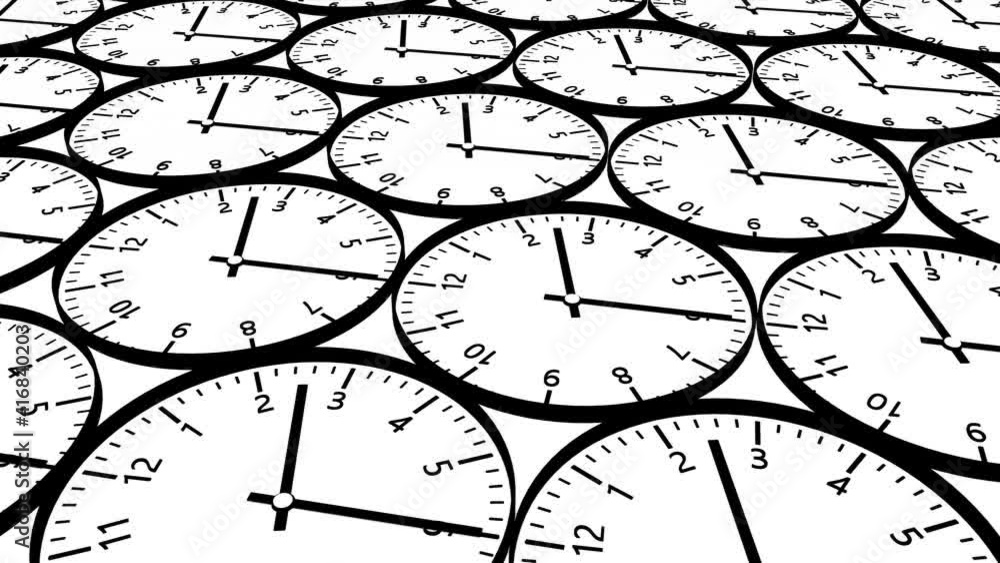 Poster black clock dial with numbers and rotating arrows on a white background. time laps. 3d render
