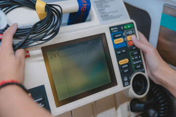 detail of the interior of an ambulance prepared for an emergency