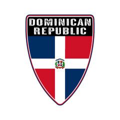 Dominican Republic with National Flag in Shield Shape