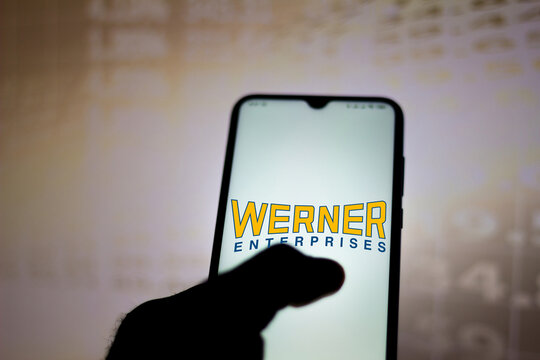 February 26, 2021, Brazil. In this photo illustration the Werner Enterprises logo seen displayed on a smartphone screen.