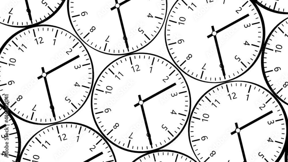 Poster black clock dial with numbers and rotating arrows on a white background. time laps. 3d render