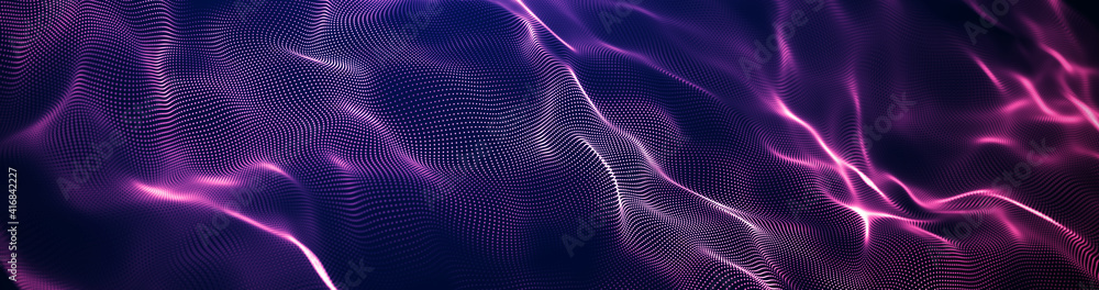 Fototapete futuristic point wave. abstract background with a dynamic wave.connecting background. abstract wave.