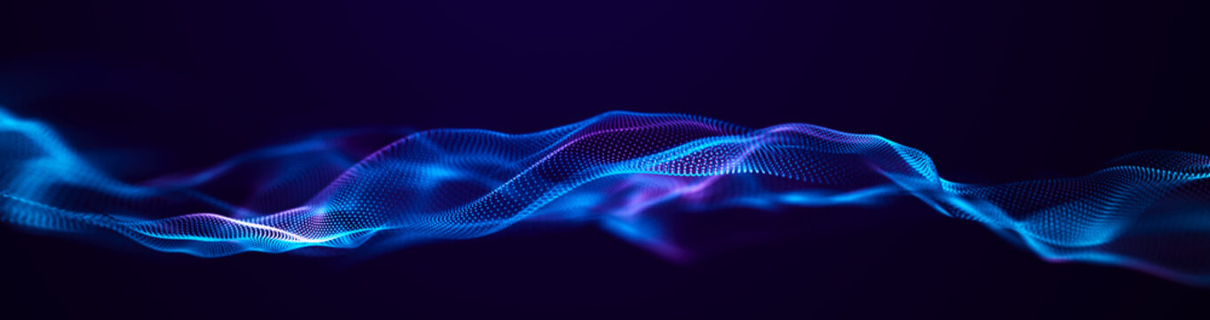 Futuristic point wave. Abstract background with a dynamic wave.Connecting background. Abstract wave. Artificial intelligence. Big data technology 3d rendering