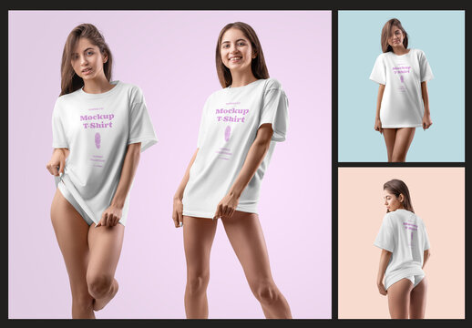 4 Women's T-Shirt Mockups