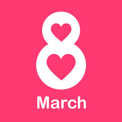 8 march holiday card with heart. Card for Women's day. Vector