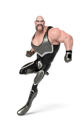wrestler guy in action on white background