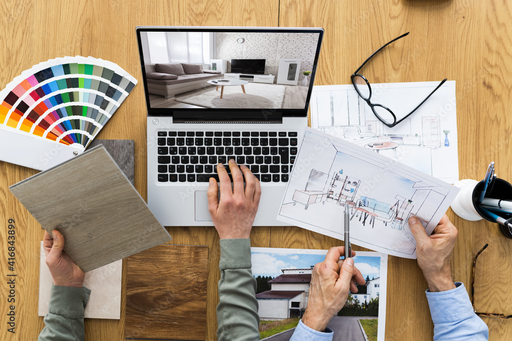 Poster House Designer And Decorators Using Computer